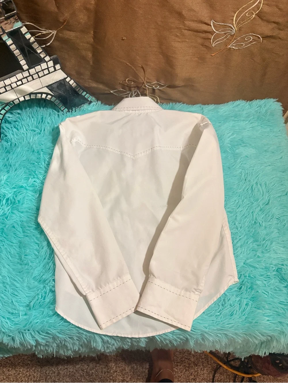 Larry Mahan White Western Shirt with Stud Accents Size M 10/12